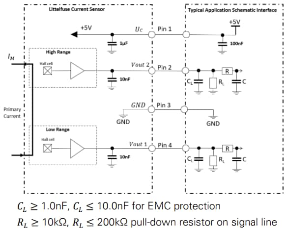 Application Circuit Diagram - Littelfuse CH1S010B Current Sensors